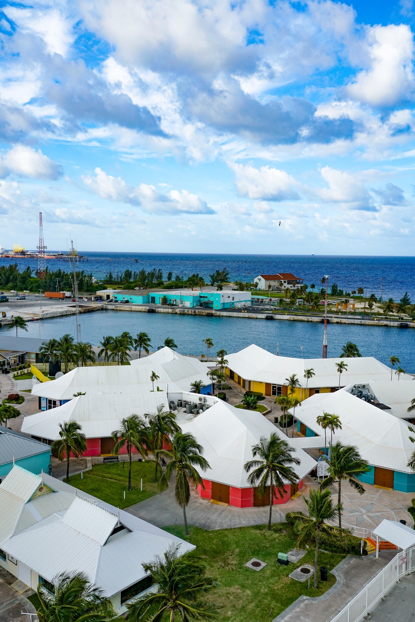 Aerial view of the village at Freeport Bahamas Harbor